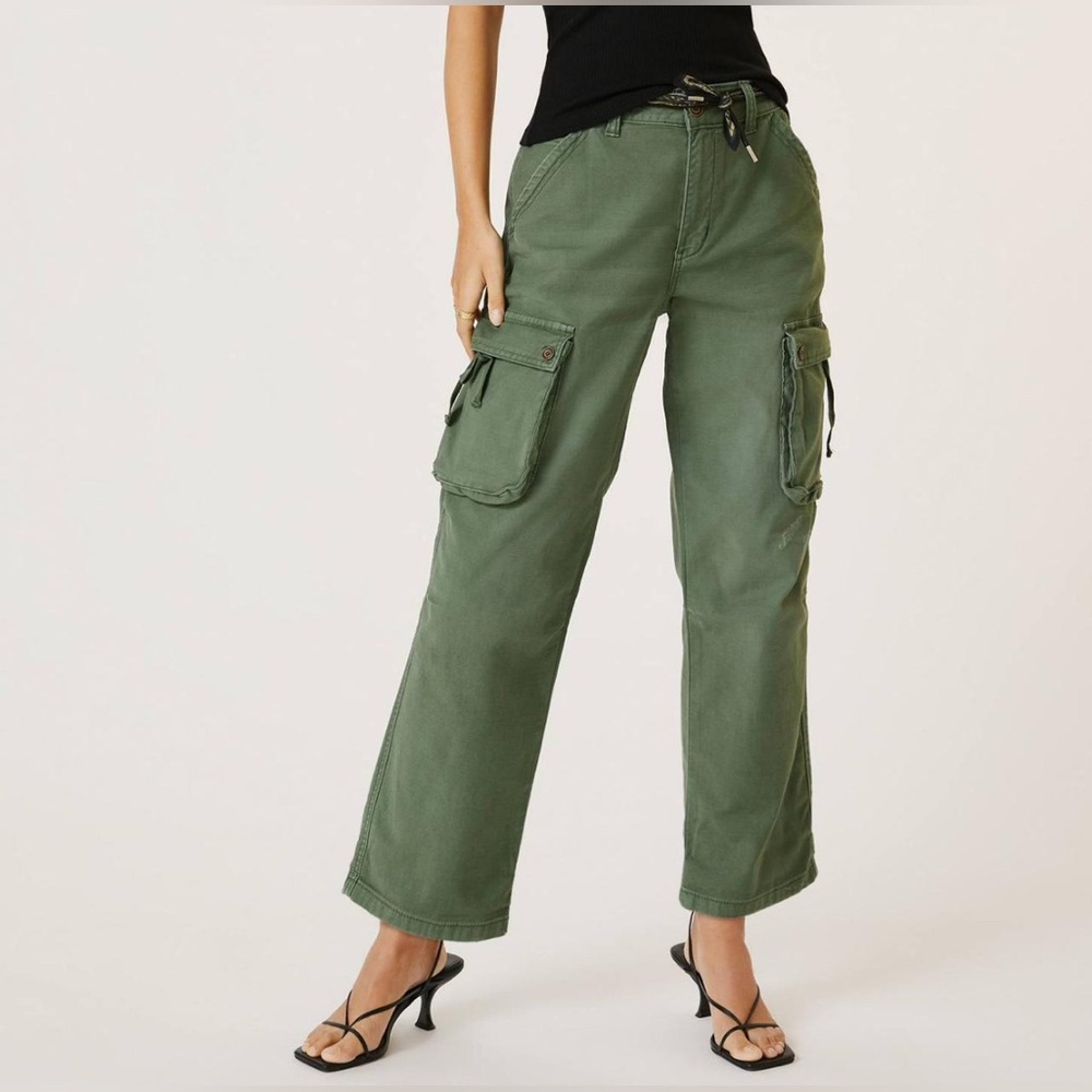 Pilcro Army Green Utility Wide Leg Pants - Size 27